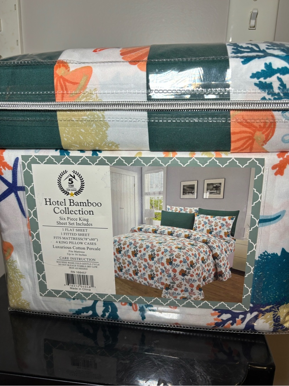Floral King Sheet Set - White, Green, Orange